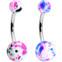 Load image into Gallery viewer, Splatter Pink Blue Purple Green Belly Ring Set of 4