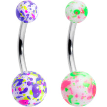 Load image into Gallery viewer, Splatter Pink Blue Purple Green Belly Ring Set of 4