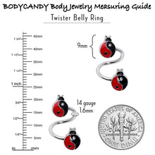 Load image into Gallery viewer, Clear Gem Ladybug Yin Yang Spiral Twister Belly Ring