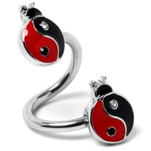 Load image into Gallery viewer, Clear Gem Ladybug Yin Yang Spiral Twister Belly Ring