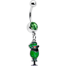 Load image into Gallery viewer, Green Gem Fancy Leprechaun St Patricks Dangle Belly Ring