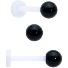 Load image into Gallery viewer, 16G 5/16 Red CZ Gem Black Skull Passion Heart Labret Tragus Curation Set of 3