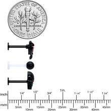 Load image into Gallery viewer, 16G 5/16 Red CZ Gem Black Skull Passion Heart Labret Tragus Curation Set of 3