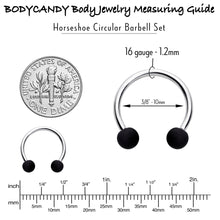 Load image into Gallery viewer, 16G 3/8 Matte Black White Grey Horseshoe Circular Barbell Set of 6