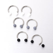 Load image into Gallery viewer, 16G 3/8 Matte Black White Grey Horseshoe Circular Barbell Set of 6