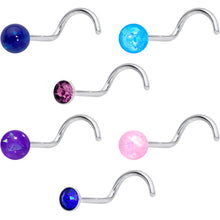 Load image into Gallery viewer, 20G Nose Screw Gem Faux Opal Pack Classy Nose Ring Set of 6