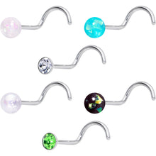 Load image into Gallery viewer, 20G Nose Screw Gem Faux Opal Pack Dynasty Nose Ring Set of 6