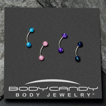 Load image into Gallery viewer, 16G 3/8 Pink Blue Purple Faux Opal Pack Curved Eyebrow Ring Set of 4