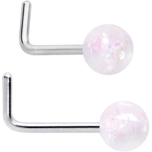Load image into Gallery viewer, 20G 1/4 Pink Gem Purple Pink Faux Opal Pack L Shape Nose Ring Set of 6