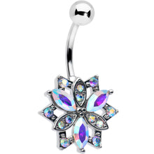 Load image into Gallery viewer, Aurora CZ Gem Snowflake Style Belly Ring