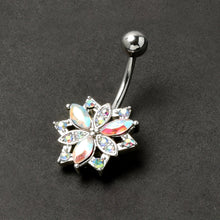 Load image into Gallery viewer, Aurora CZ Gem Snowflake Style Belly Ring