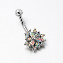 Load image into Gallery viewer, Aurora CZ Gem Snowflake Style Belly Ring
