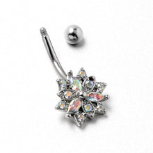 Load image into Gallery viewer, Aurora CZ Gem Snowflake Style Belly Ring
