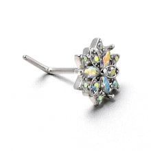 Load image into Gallery viewer, 20G 7mm Aurora CZ Gem Snowflake Style L Shape Nose Ring