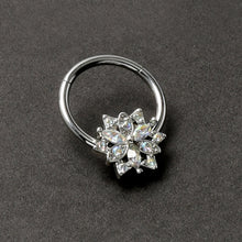Load image into Gallery viewer, 16G 3/8 Aurora CZ Gem Snowflake Style Hinged Segment Ring