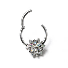 Load image into Gallery viewer, 16G 3/8 Aurora CZ Gem Snowflake Style Hinged Segment Ring