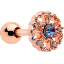 Load image into Gallery viewer, 16G 1/4 Vitrail Gem Rosy Hue Flower Cartilage Tragus Earring