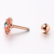 Load image into Gallery viewer, 16G 1/4 Vitrail Gem Rosy Hue Flower Cartilage Tragus Earring