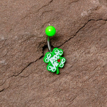 Load image into Gallery viewer, UV Glow Kiss Me Shamrock St Patricks Day Belly Ring