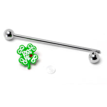 Load image into Gallery viewer, 14G Kiss Me Shamrock St Patricks Industrial Barbell 38mm