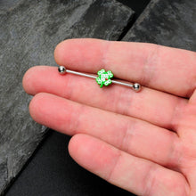Load image into Gallery viewer, 14G Kiss Me Shamrock St Patricks Industrial Barbell 38mm