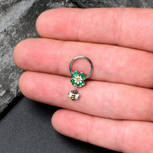 Load image into Gallery viewer, 16G 3/8 Yellow Gem Daisy Bee Glitter Dangle Hinged Segment Ring