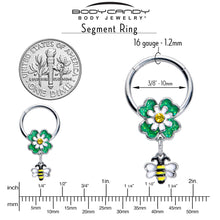 Load image into Gallery viewer, 16G 3/8 Yellow Gem Daisy Bee Glitter Dangle Hinged Segment Ring