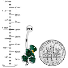 Load image into Gallery viewer, Green Gem Top Hat Shamrock St Patricks Belly Ring