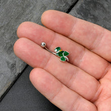 Load image into Gallery viewer, Green Gem Top Hat Shamrock St Patricks Belly Ring