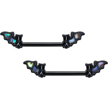 Load image into Gallery viewer, 14G 9/16 Black Subtle Bat Barbell Nipple Ring Set