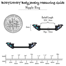 Load image into Gallery viewer, 14G 9/16 Black Subtle Bat Barbell Nipple Ring Set