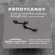 Load image into Gallery viewer, 14G 9/16 Black Subtle Bat Barbell Nipple Ring Set
