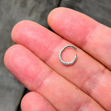 Load image into Gallery viewer, 16G 5/16 14k White Gold CZ Paved Ultra Luxe Hinged Circular Segment Ring
