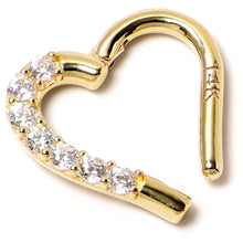 Load image into Gallery viewer, 16G 5/16 14k Yellow Gold CZ Paved Ultra Luxe Right Hinged Heart Segment Ring