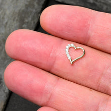 Load image into Gallery viewer, 16G 5/16 14k Yellow Gold CZ Paved Ultra Luxe Right Hinged Heart Segment Ring