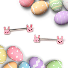 Load image into Gallery viewer, 14G 9/16 Kawaii Cutie Easter Bunny Barbell Nipple Ring Set