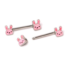 Load image into Gallery viewer, 14G 9/16 Kawaii Cutie Easter Bunny Barbell Nipple Ring Set