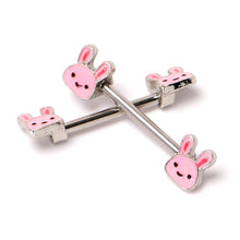 Load image into Gallery viewer, 14G 9/16 Kawaii Cutie Easter Bunny Barbell Nipple Ring Set