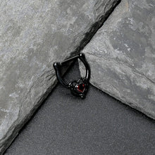 Load image into Gallery viewer, 16G 5/16 Red CZ Gem Black Passion Heart Cartilage Clicker