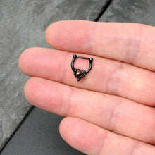 Load image into Gallery viewer, 16G 5/16 Red CZ Gem Black Passion Heart Cartilage Clicker