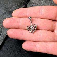 Load image into Gallery viewer, Clear Yellow CZ Gem Heart Flower Butterfly Belly Ring