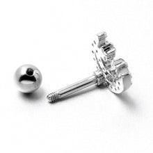 Load image into Gallery viewer, 16G 1/4 Clear CZ Gem Starry Crescent Moon Cartilage Tragus Earring