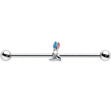 Load image into Gallery viewer, 14G Easter Bunny Red Blue Ears Industrial Barbell 38mm
