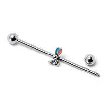 Load image into Gallery viewer, 14G Easter Bunny Red Blue Ears Industrial Barbell 38mm