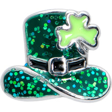 Load image into Gallery viewer, 16G 1/4 Glitter Top Hat Shamrock Cartilage Tragus Earring