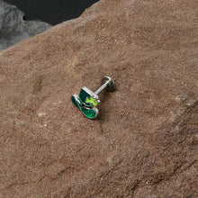 Load image into Gallery viewer, 16G 5/16 Glitter Top Hat Shamrock St Patricks Labret Monroe Tragus