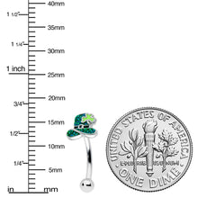 Load image into Gallery viewer, 16G 5/16 Glitter Top Hat Shamrock St Patricks Curved Eyebrow Ring