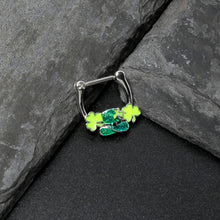 Load image into Gallery viewer, 16G 5/16 Glitter Top Hat Shamrock St Patricks Cartilage Clicker