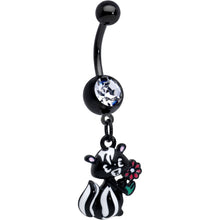 Load image into Gallery viewer, Clear Gem Black Funky Skunk Dangle Belly Ring