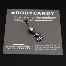 Load image into Gallery viewer, Clear Gem Black Funky Skunk Dangle Belly Ring